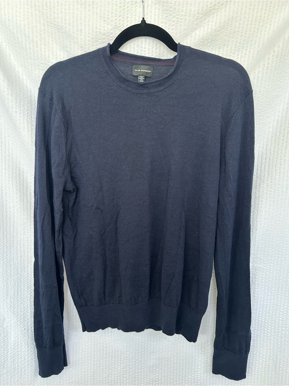 Club Monaco Men’s Navy Blue Knit Crewneck Lightweight Sweater Size Medium
